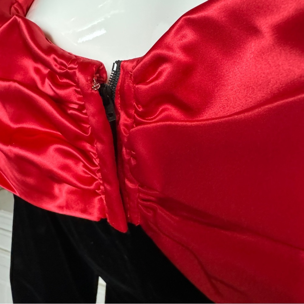 🎀 Vintage Handmade Velvet Satin Bow Dress - Picture 9 of 14